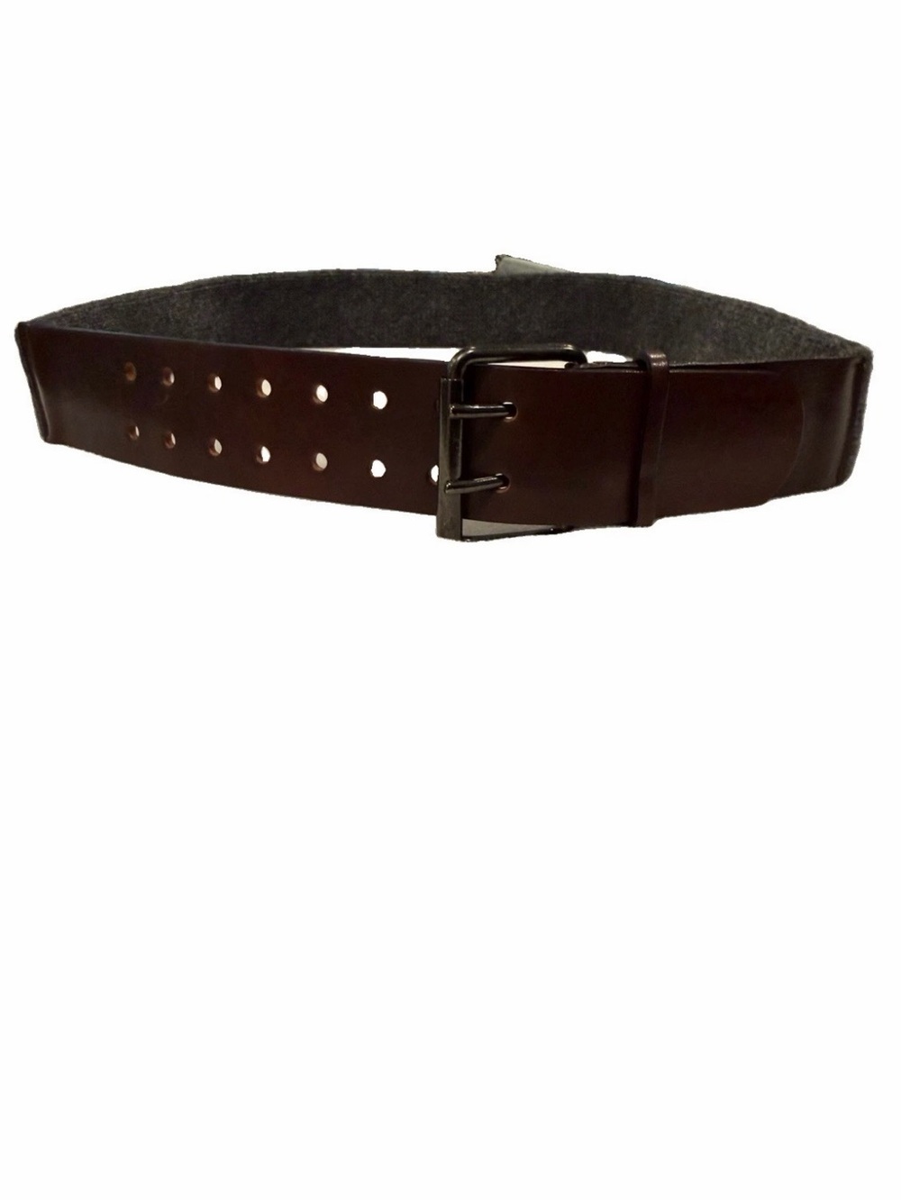 Brunello Cucinelli Brown Leather Elastic Stretch Belt Double Prong 42"